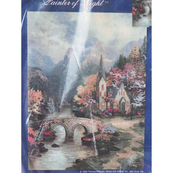 Candamar Embellished Cross Stitch Kit #51113 Mountain Chapel Thomas Kinkade - Picture 2 of 5